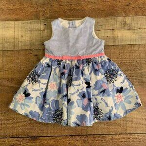 Carters just one you baby toddler girls blue and white striped floral dress - 6M